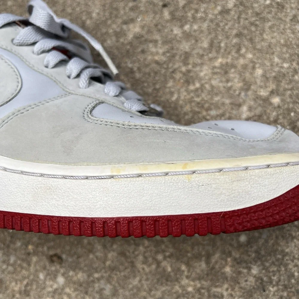 Nike Air Force 1 Sneakers Men's 8 Grey Varsity Red Y2K Low Top Basketball Shoes